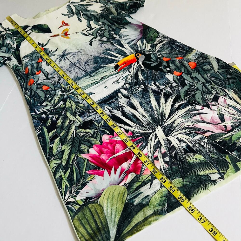 H&M Conscious Tropical Print Short Sleeve Shift Dress Size 10 Multicolor - Picture 5 of 6